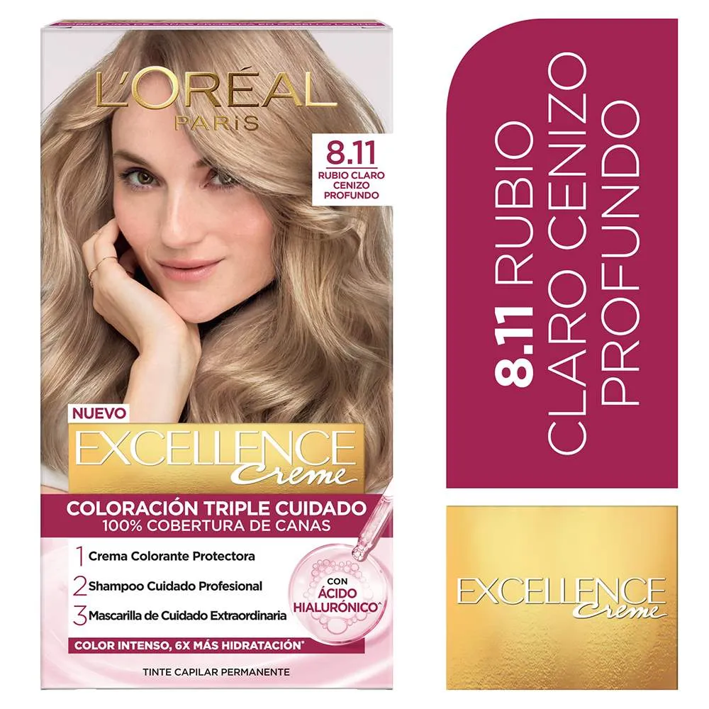 TINTE LOREAL EXCELLENCE 8.11 RUBIO CLARO CENIZO PROFUNDO KIT