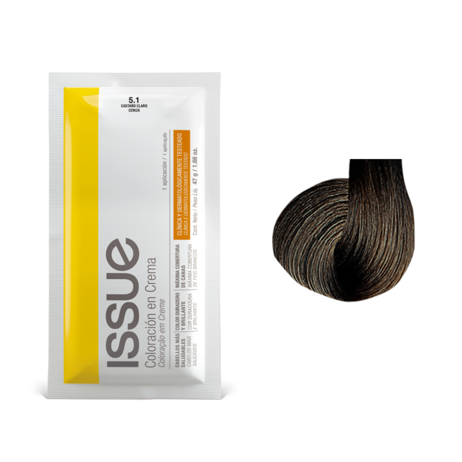 5.1 CASTAÑO CLARO CENIZA ISSUE COLORACION EN CREMA 47GR