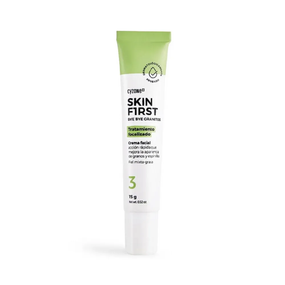 TRATAMIENTO FOCALIZADO CREMA FACIAL ACCION RAPIDA SKIN FIRST BYE GRANITOS CYZONE 15GR
