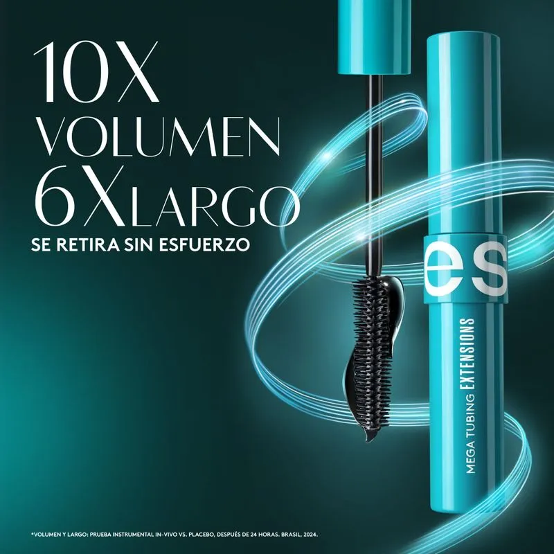 NEGRO MASCARA ALARGADORA EFECTO EXTENSIONES MEGA TUBING EXTENSIONS ESIKA 8GR