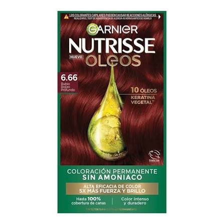 TINTE GARNIER NUTRISSE OLEA SIN AMONIACO 6.66 RUBIO ROJIZO PROFUNDO