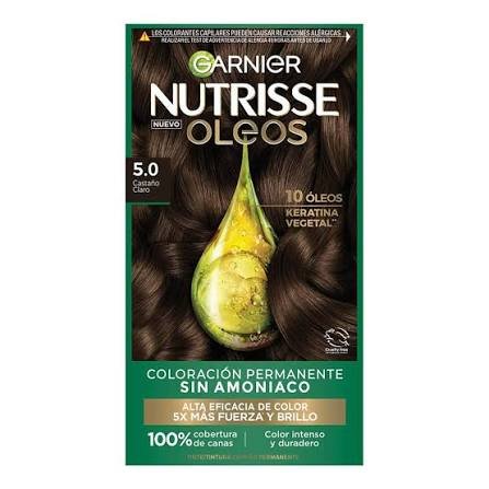 TINTE GARNIER NUTRISSE OLEA SIN AMONIACO 5.0 CASTAÑO CLARO KIT